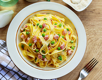 PASTA PISELLI E PANCETTA